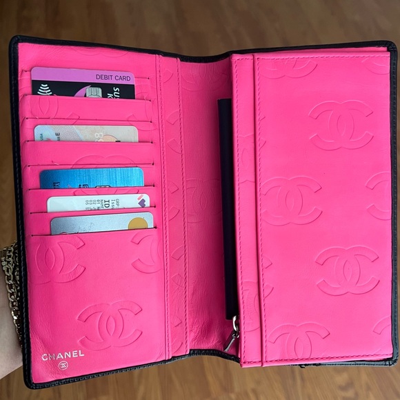 Chanel Lambskin Leather Quilted Black and Pink Long Wallet organizer#10788345 - Picture 12 of 16